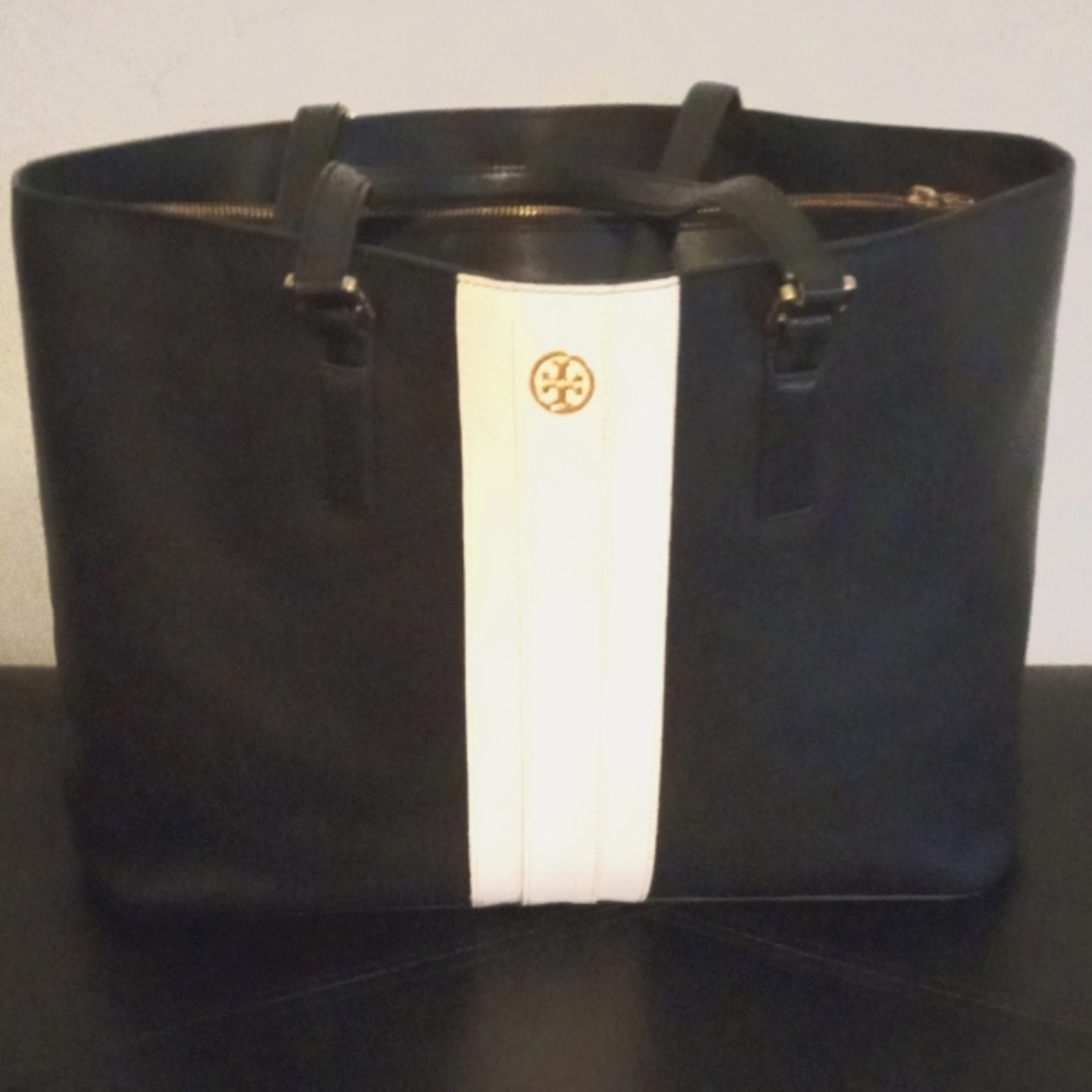 Large Tory Burch Black and White Tote